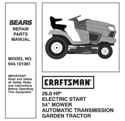 Sears Craftsman Repair Parts Manual Model No. 944.101081, 944-101081, 944101081 partsbay.ca-