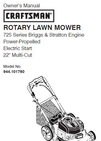 Sears Craftsman Repair Parts Manual Model No. 944.101760 - 944101760 - 944-101760