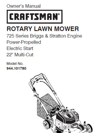Sears Craftsman Repair Parts Manual Model No. 944.1101780 