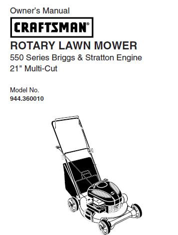 Sears Craftsman Repair Parts Manual Model No. 944.360010 - 944360010 - 944-360010