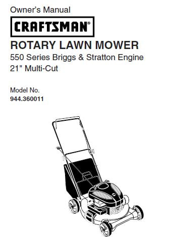 Sears Craftsman Repair Parts Manual Model No. 944.360011 - 944360011 - 944-360011