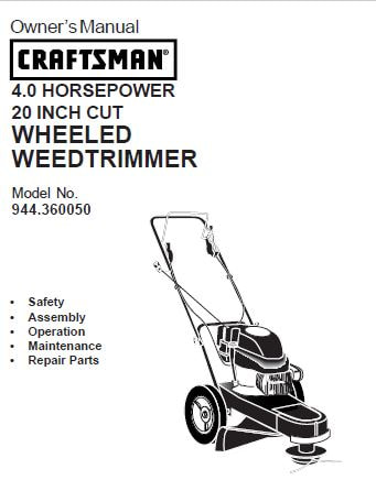 Sears Craftsman Repair Parts Manual Model No. 944.360050 - 944360050 - 944-360050