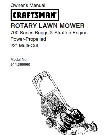Sears Craftsman Repair Parts Manual Model No. 944.360060 - 944360060 - 944-360060
