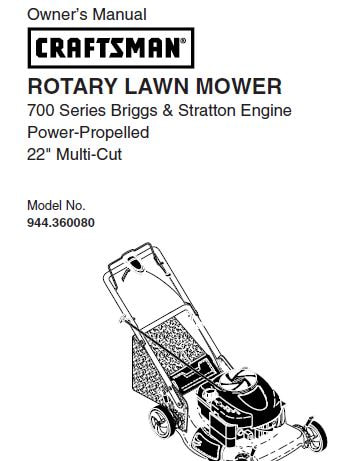 Sears Craftsman Repair Parts Manual Model No. 944.360080 