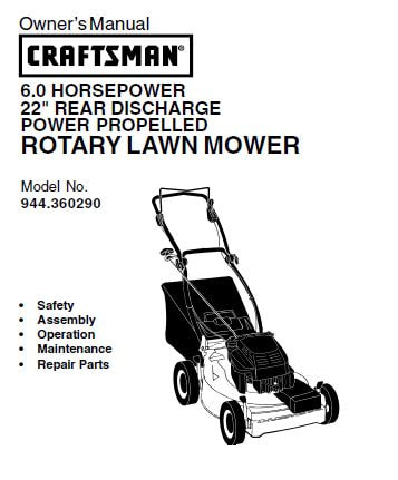 Sears Craftsman Repair Parts Manual Model No. 944.360290, 944-360290, 944360290