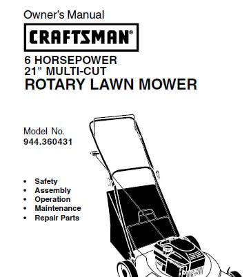 Sears Craftsman Repair Parts Manual Model No. 944.360431 - 944360431 - 944-360431