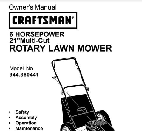 Sears Craftsman Repair Parts Manual Model No. 944.360441 - 944360441 - 944-360441