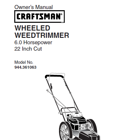 Sears Craftsman Repair Parts Manual Model No. 944.361063, 944361063 944-361063
