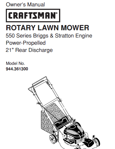Sears Craftsman Repair Parts Manual Model No. 944.361300, 944361300 944-361300