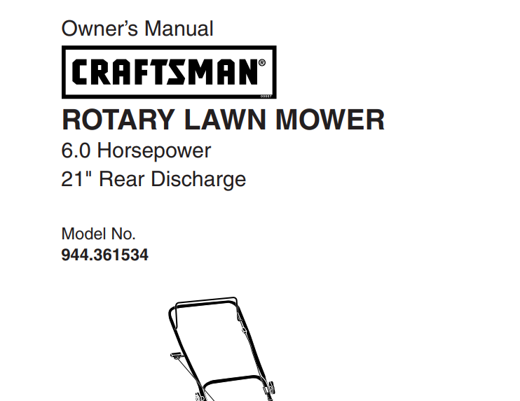 Sears Craftsman Repair Parts Manual Model No. 944.361534, 944361534, 944-361534