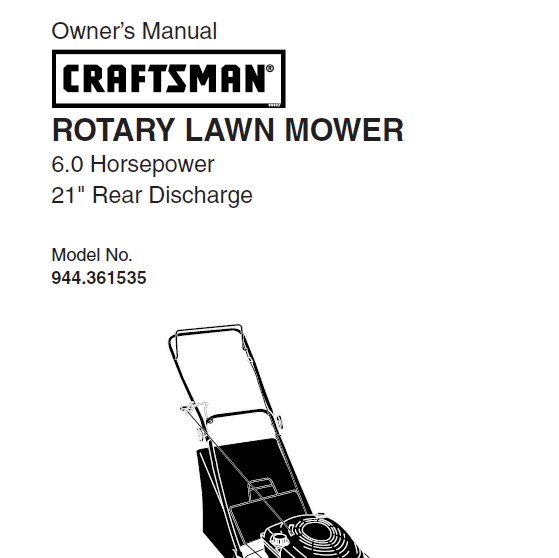 Sears Craftsman Repair Parts Manual Model No. 944.361535, 944361535, 944-361535