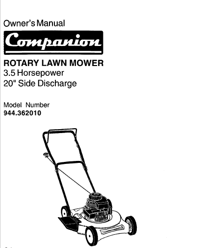 Sears Craftsman Repair Parts Manual Model No. 944.362010, 944362010 944-362010