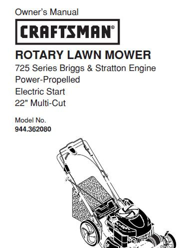 Sears Craftsman Repair Parts Manual Model No. 944.362080, 944362080 944-362080