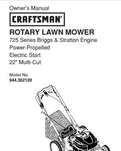 Sears Craftsman Repair Parts Manual Model No. 944.362120, 944362120 944-362120