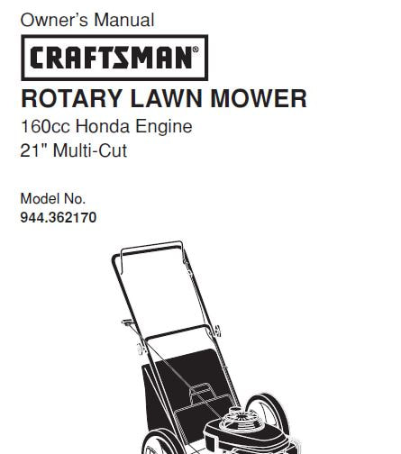 Sears Craftsman Repair Parts Manual Model No. 944.362170, 944362170 944-362170