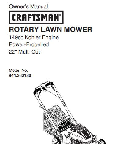 Sears Craftsman Repair Parts Manual Model No. 944.362180, 944362180 944-362180