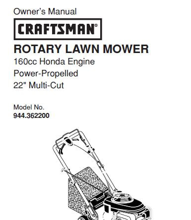 Sears Craftsman Repair Parts Manual Model No. 944.362200, 944362200 944-362200
