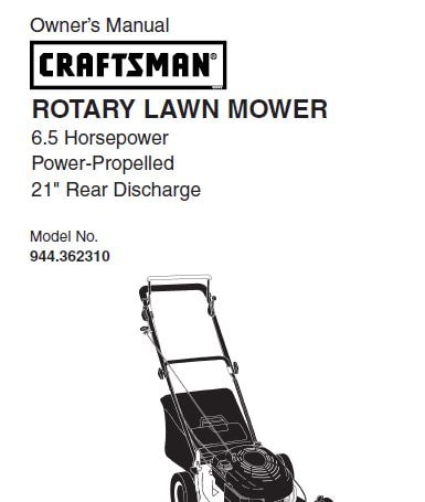 Sears Craftsman Repair Parts Manual Model No. 944.362310, 944362310 944-362310