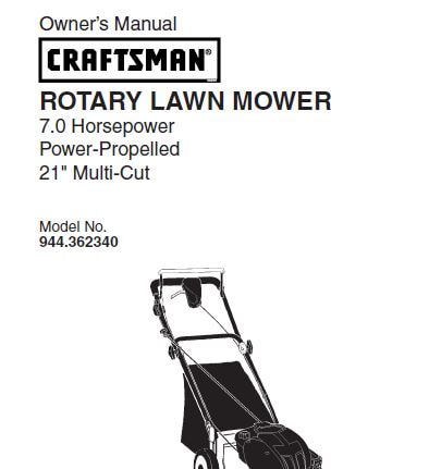 Sears Craftsman Repair Parts Manual Model No. 944.362340, 944362340 944-362340