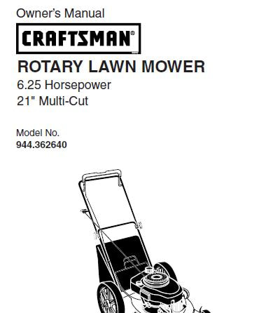 Sears Craftsman Repair Parts Manual Model No. 944.362640, 944362640 944-362640