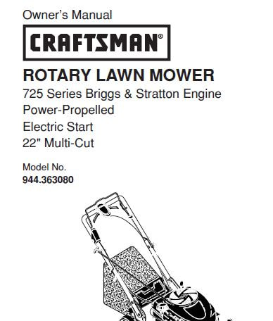 Sears Craftsman Repair Parts Manual Model No. 944.363080, 944363080 944-363080