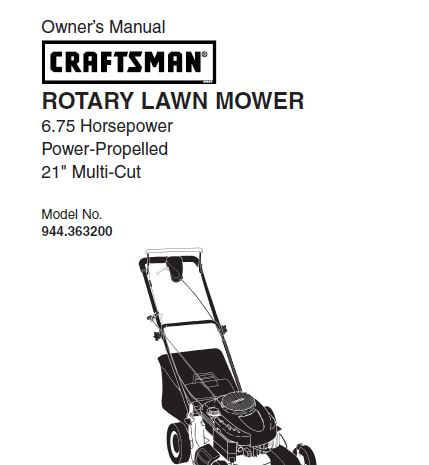 Sears Craftsman Repair Parts Manual Model No. 944.363200, 944363200 944-363200