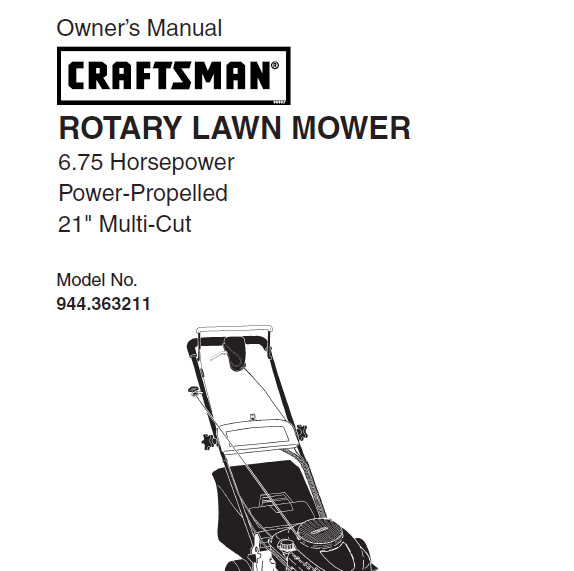 Sears Craftsman Repair Parts Manual Model No. 944.363211, 944363211 944-363211