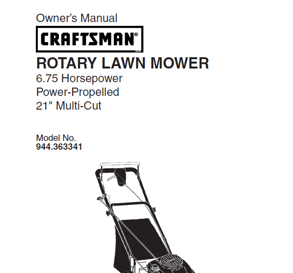 Sears Craftsman Repair Parts Manual Model No. 944.363341, 944363341 944-363341