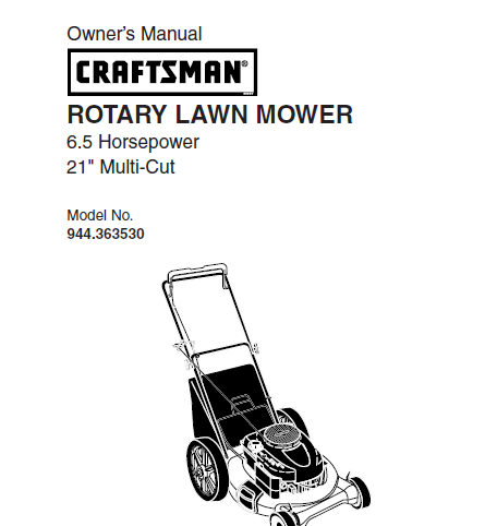 Sears Craftsman Repair Parts Manual Model No. 944.363530, 944363530 944-363530