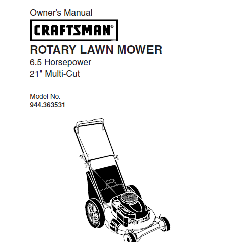 Sears Craftsman Repair Parts Manual Model No. 944.363531, 944363531 944-363531