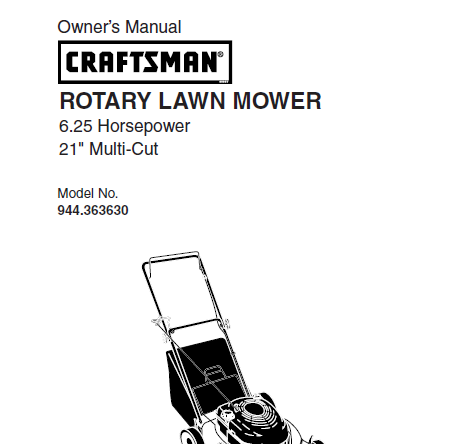 Sears Craftsman Repair Parts Manual Model No. 944.363630, 944363630 944-363630