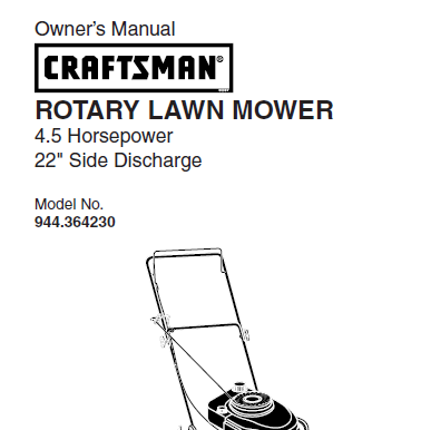 Sears Craftsman Repair Parts Manual Model No. 944.364230, 944364230 944-364230