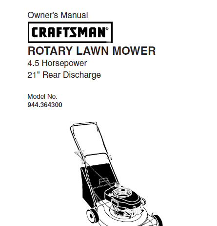 Sears Craftsman Repair Parts Manual Model No. 944.364300, 944364300 944-364300