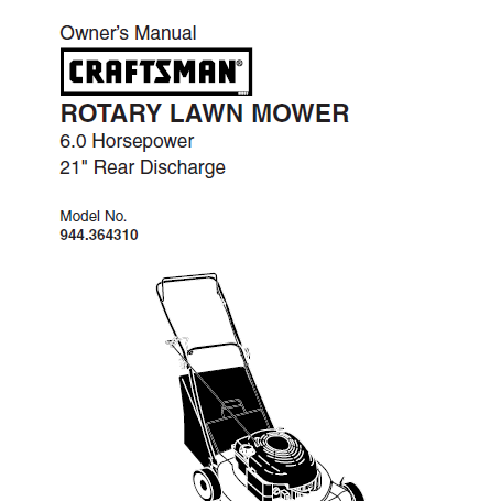 Sears Craftsman Repair Parts Manual Model No. 944.364310, 9443364310 944-364310