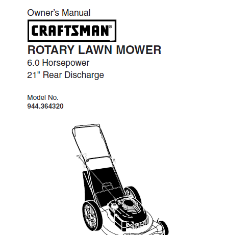 Sears Craftsman Repair Parts Manual Model No. 944.364320, 944364320 944-364320