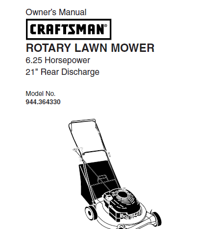 Sears Craftsman Repair Parts Manual Model No. 944.364330, 944364330 944-364330