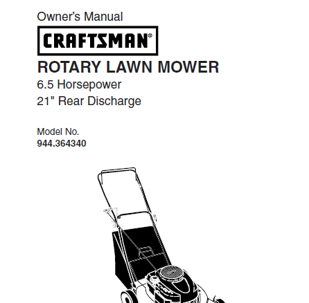 Sears Craftsman Repair Parts Manual Model No. 944.364340, 944364340 944-364340