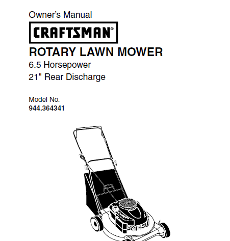 Sears Craftsman Repair Parts Manual Model No. 944.364341, 944364341 944-364341