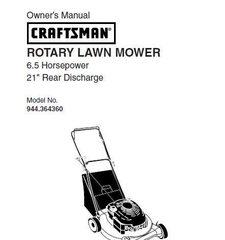 Sears Craftsman Repair Parts Manual Model No. 944.364360, 944364360 944-364360